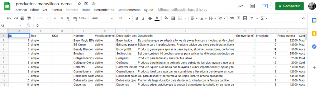 Importar productos WooCommerce desde google sheets