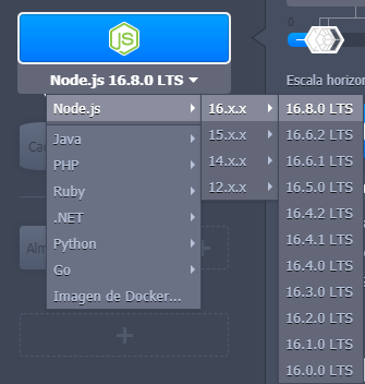 alojamiento nodejs con weppa cloud versiones