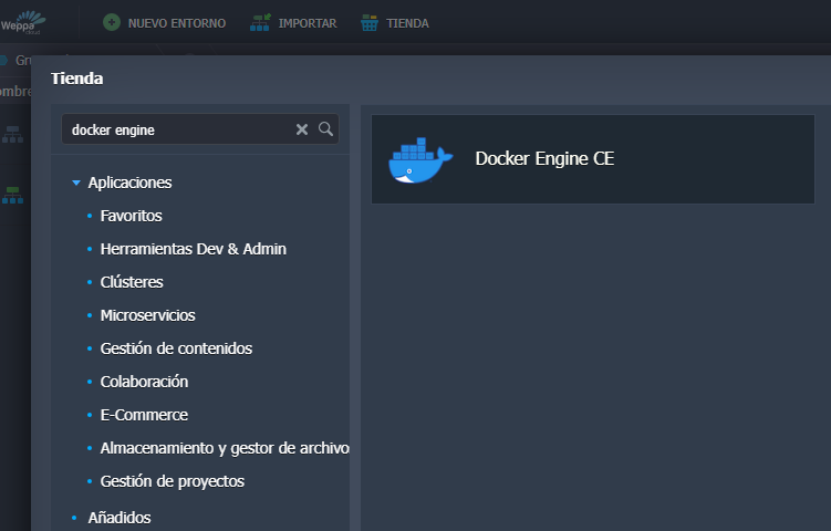 Implementación del motor Docker Weppa Cloud