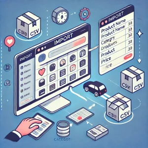 DALL·E 2024 08 04 22.02.54 An image representing the process of importing products into Odoo. The image should feature elements such as a computer screen displaying the Odoo int