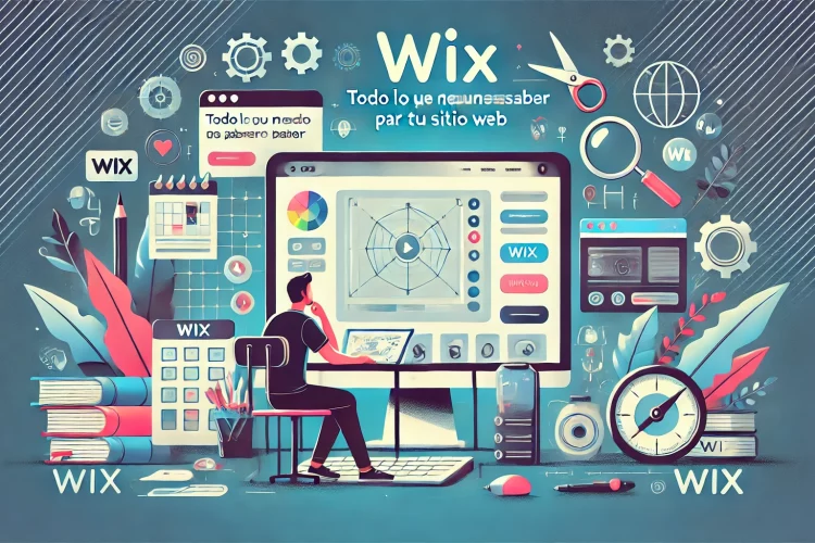 DALL·E 2024 12 06 21.37.36 Una imagen rectangular que ilustre el tema Wix Todo lo que Necesitas Saber para Crear tu Propio Sitio Web. La imagen debe mostrar un entorno modern